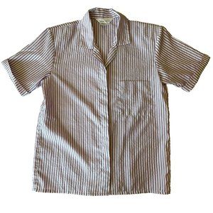 Vintage Susan Hutton Women Light Purple Short‎ Sleeve Blouse 6 Casual Striped